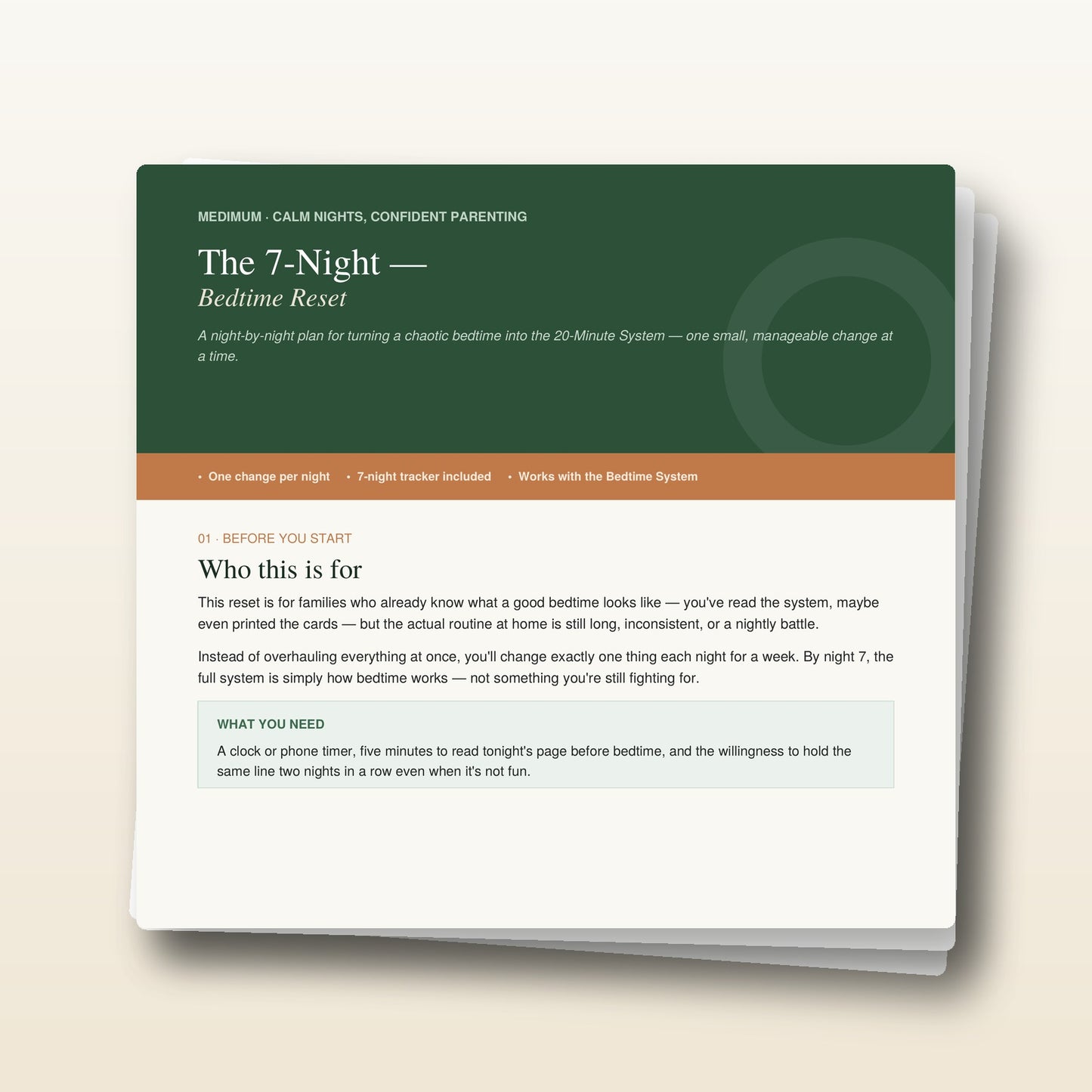 The 7-Night Bedtime Reset — Night-by-Night Action Plan (PDF)