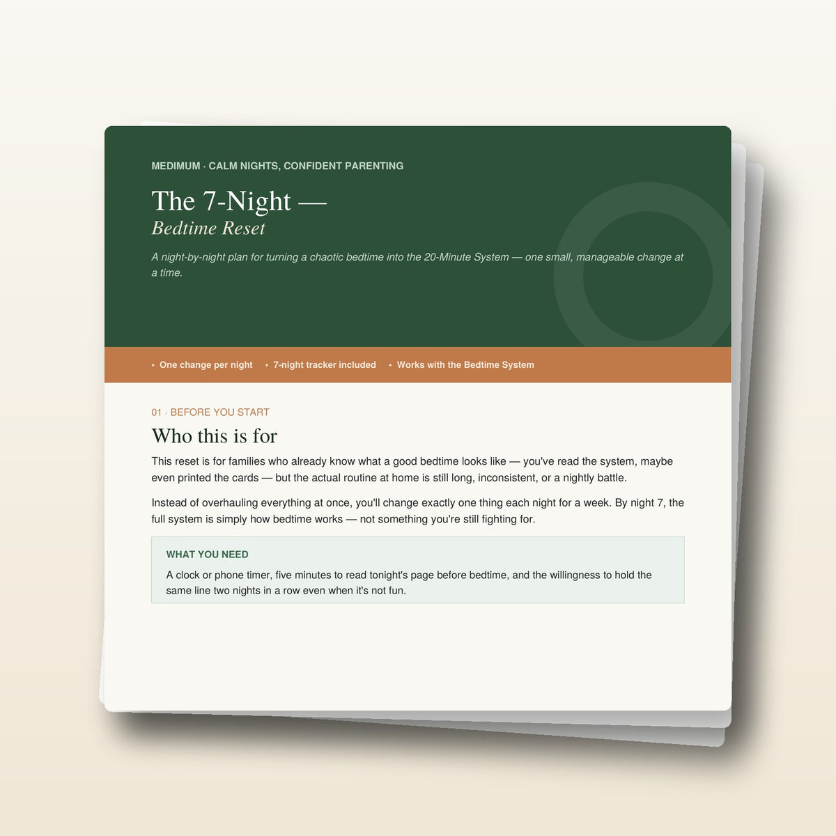 The 7-Night Bedtime Reset — Night-by-Night Action Plan (PDF)